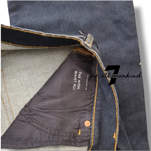 7 For All Mankind Highwaist Indigo Ali Slim Illusion Bootcut Flare Jeans Size 32 - Picture 10 of 11